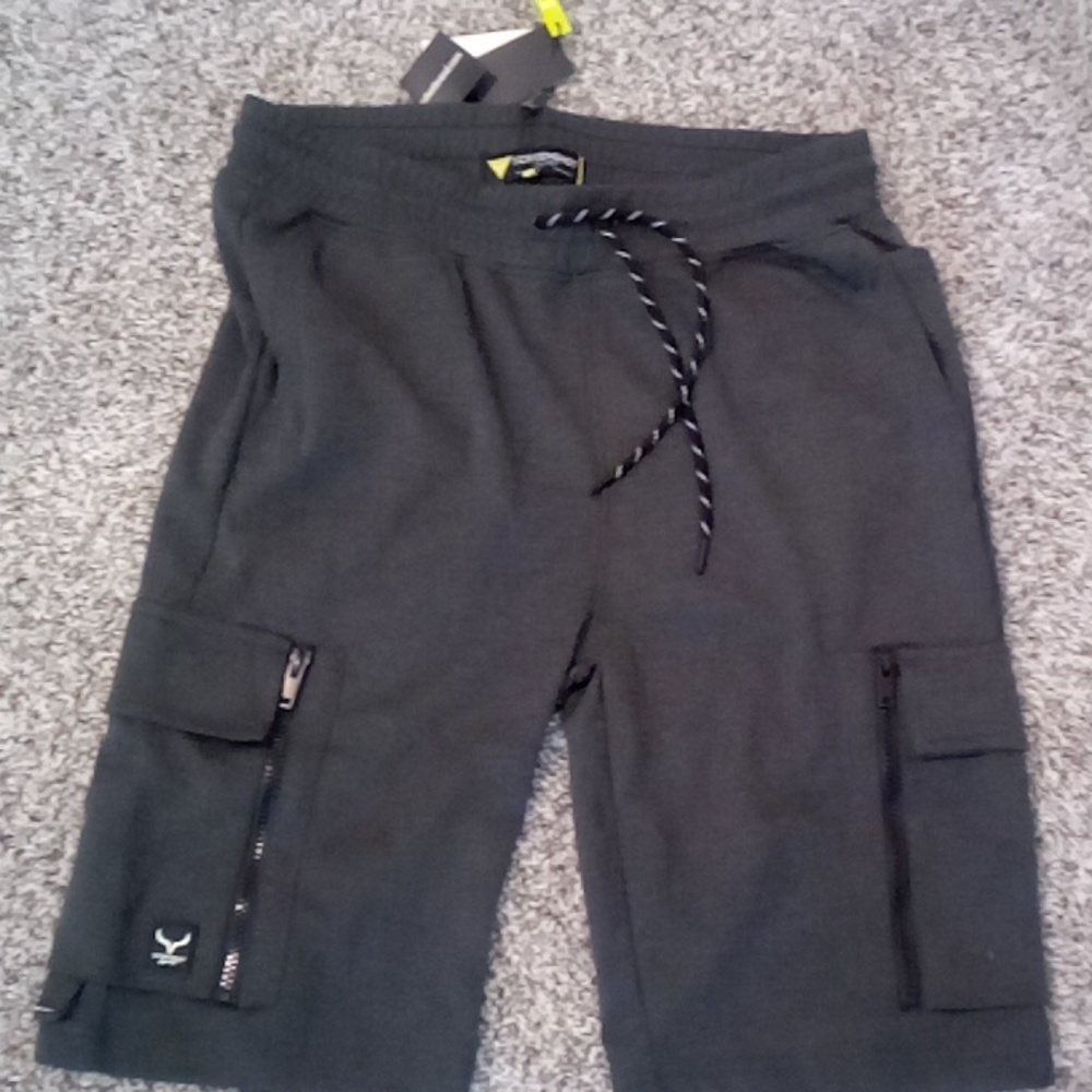 Grey shorts with zipper pockets